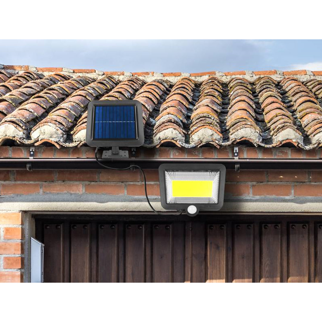 LTC LXLL141 Lámpara solar LED COB con sensor de movimiento y anochecer Panel solar separado Lámpara de pared para exteriores Iluminación 10W 1000lm