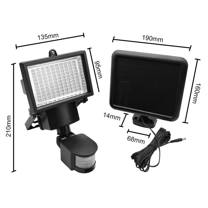 Maclean MCE442 Lampes solaires Projecteur à LED avec détecteur de mouvement Projecteur solaire Applique murale solaire détecteur de crépuscule P44 6 W 360 lumens 6000 K