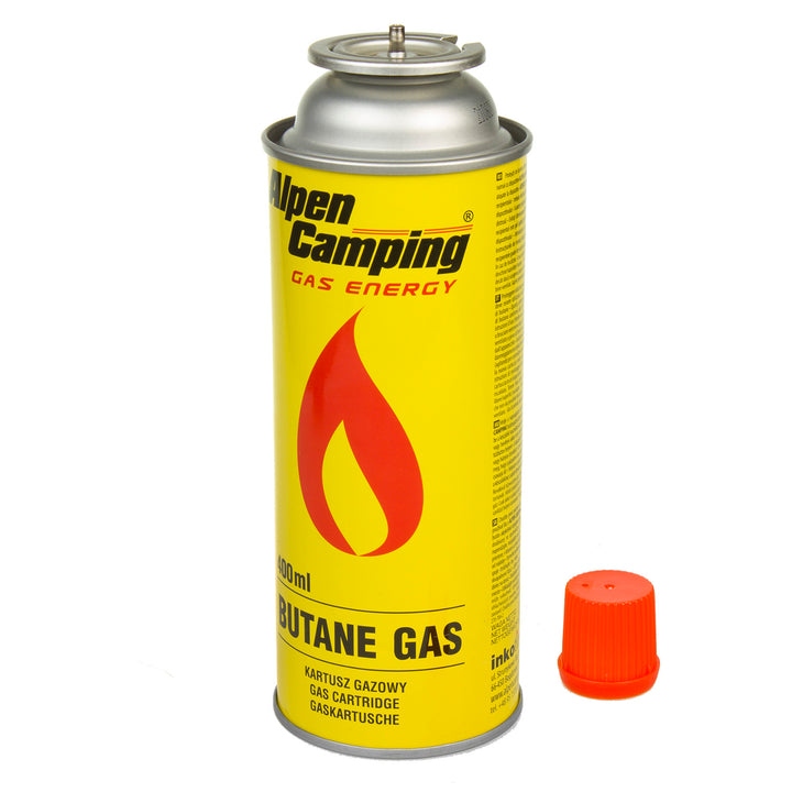 Butan Gaskartusche Gasflasche für Gaskocher Campingkocher Bunsenbrenner Lötbrenner 400ml. Zertifikat: Pi 0875, EN417 konform, Isobutan