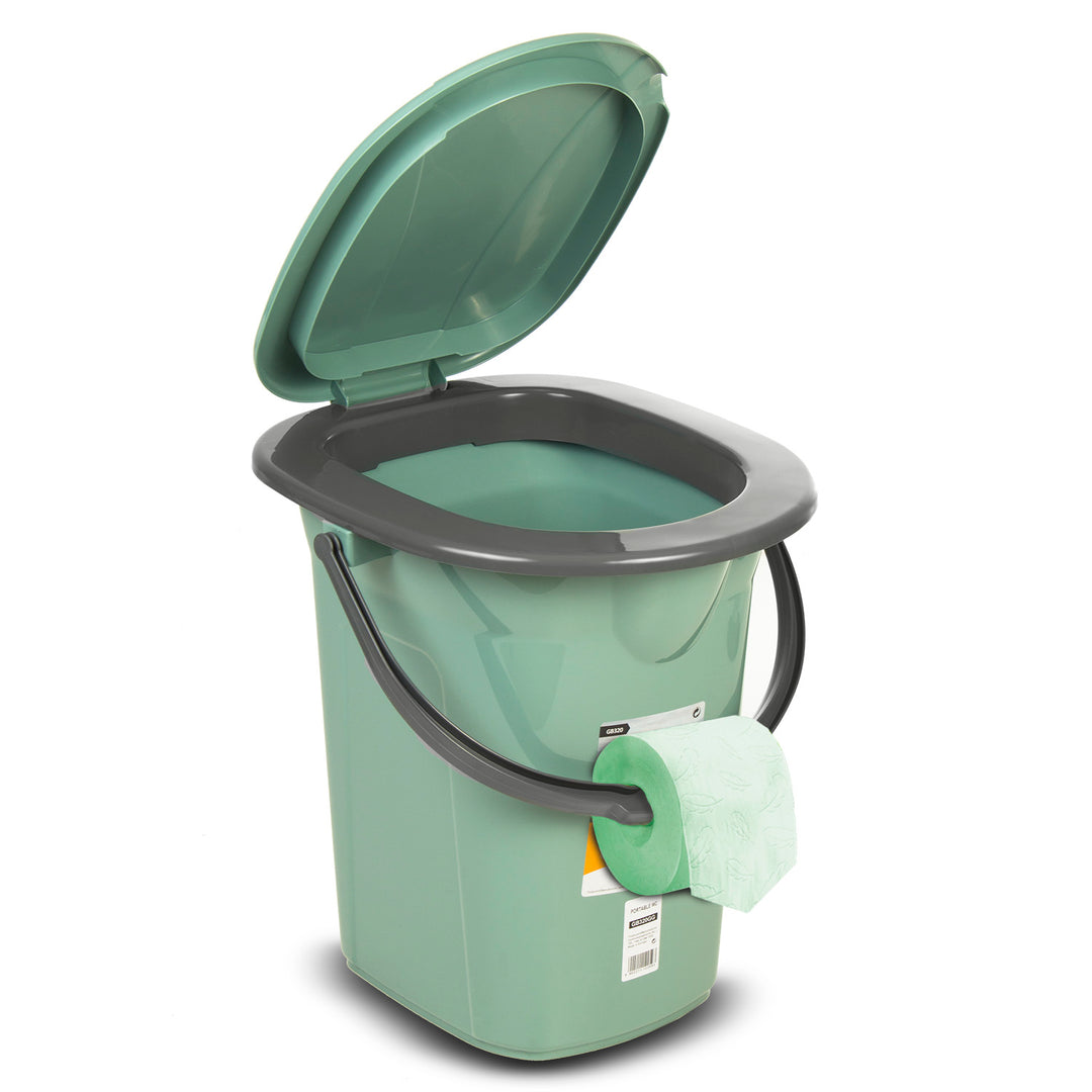 Inodoro portátil practico WC 19l con tapa verde-gris GreenBlue GB320GG