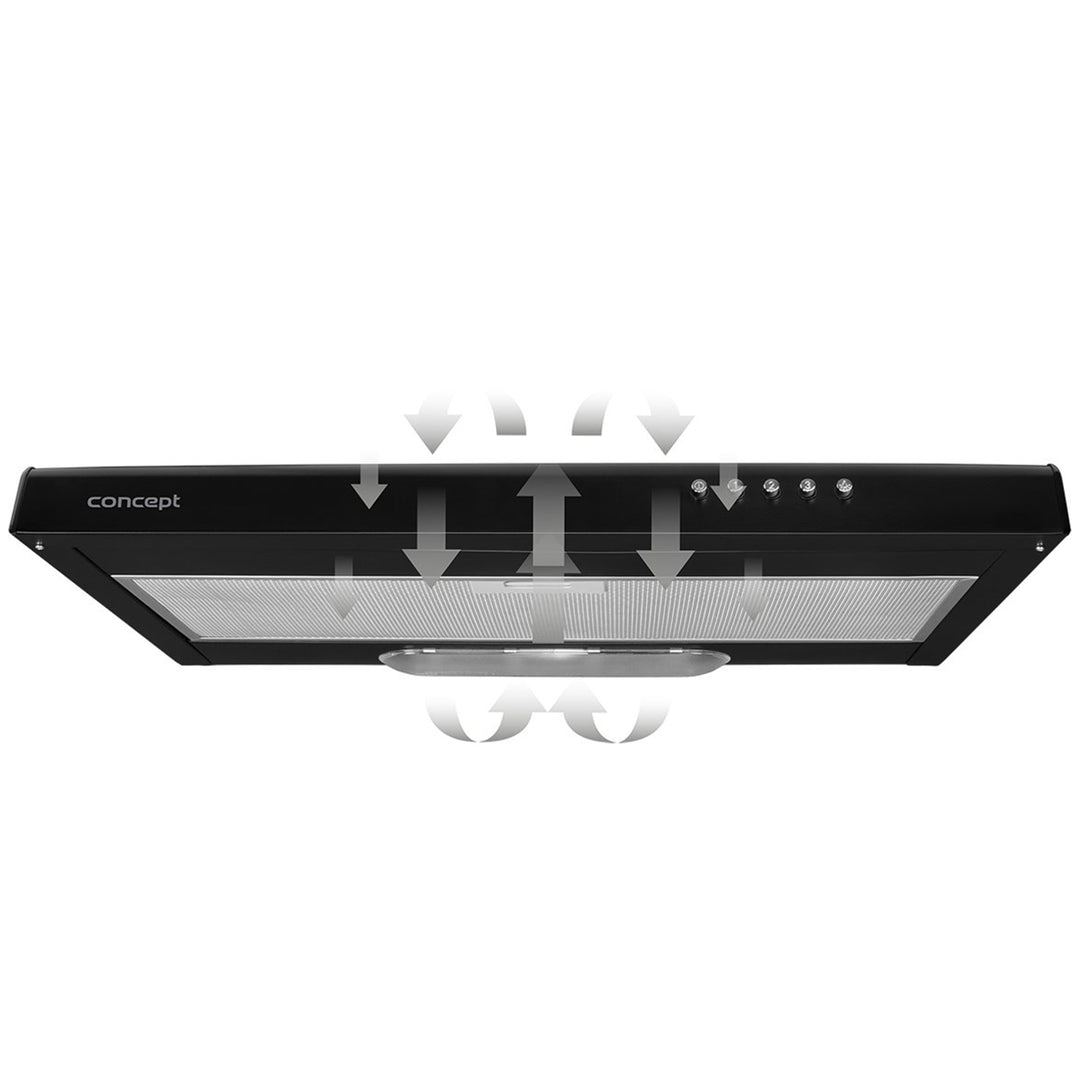 Concept OPP2060BC Under Cabinet Electric Oven Extractor Fan 60cm Black with Grease Filter