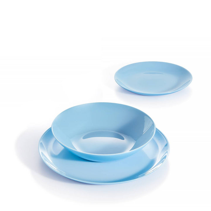 Luminarc Diwali Light Blue Essset für 6 Abendessen Geschirr Temperiertes Glas