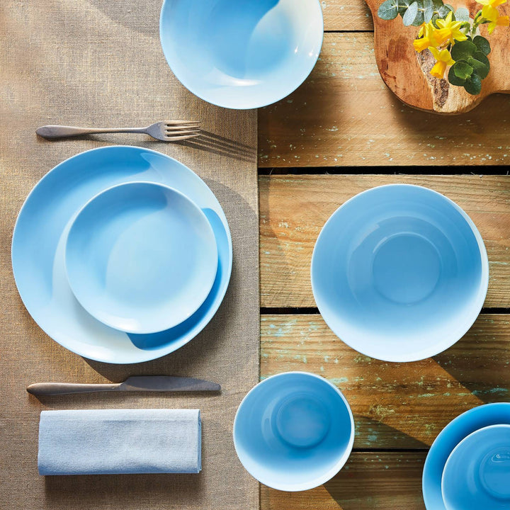 Luminarc Diwali Light Blue Essset für 6 Abendessen Geschirr Temperiertes Glas