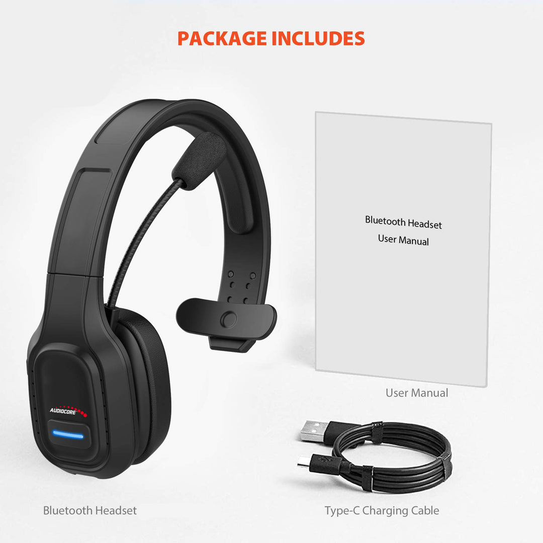 Audiocore 74452 Bluetooth-headset Hoofdtelefoon Ruisonderdrukking Microfoon CallcenterGoogle Siri Office Draadloos