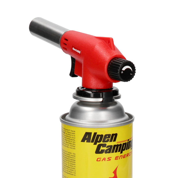 Alpen Camping cartridge burner, flame temperature 1350 degrees Celsius, piezo ignition, flame regulation, VULCANO