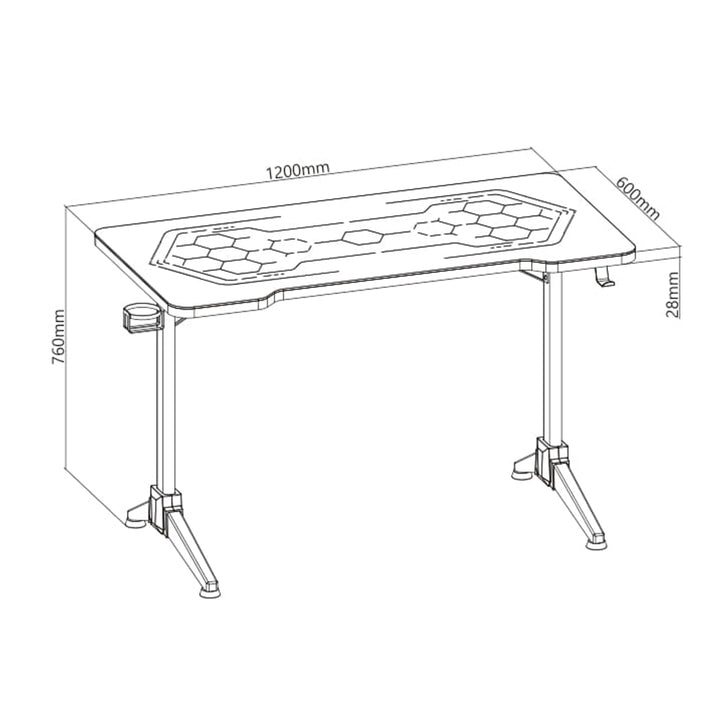 NanoRS RS163 Scrivania da gioco Gaming RGB Led , nero, grande, 100kg max, altezza 760mm,