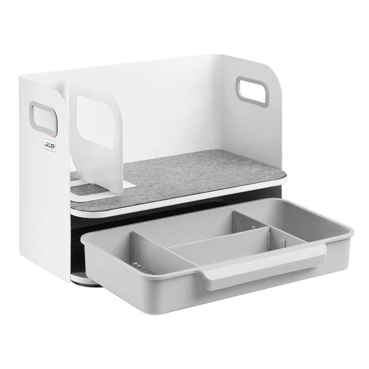 Ergo Office ER-440 Desk Organizer with Drawer and Bookend Office Utensils Organizer Office Tray up to 10kg White