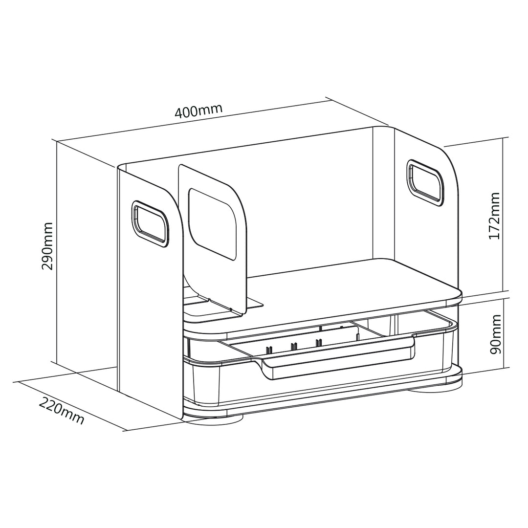 Ergo Office ER-440 Desk Organizer with Drawer and Bookend Office Utensils Organizer Office Tray up to 10kg White