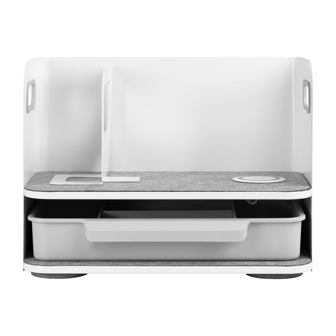 Organizador de escritorio con cajón y cargador inalámbrico Ergo Office, blanco, máx. 10kg, ER-441