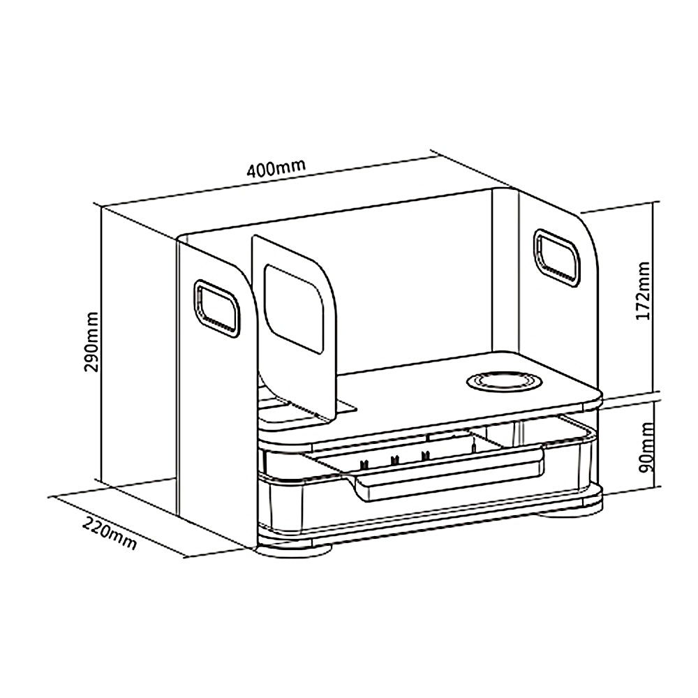 Organizador de escritorio con cajón y cargador inalámbrico Ergo Office, blanco, máx. 10kg, ER-441