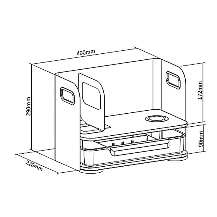 Bureau-organizer met draadloze Qi-oplader, lade en boekensteun voor kantoorbenodigdheden Qi-oplaadstation Bureau-organizer Bureaublad tot 10 kg Wit