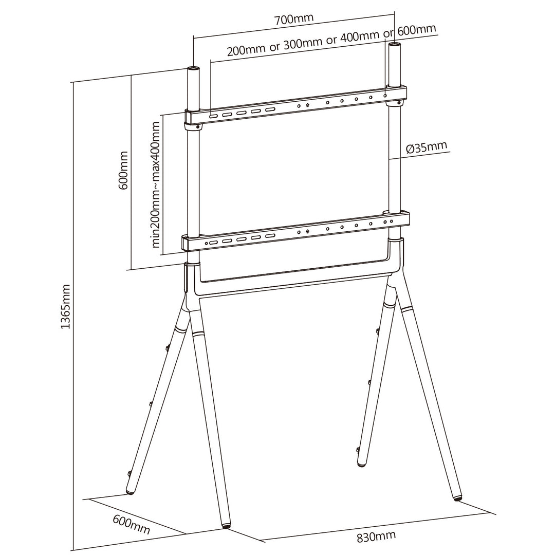 Soporte universal para TV Soporte para TV de 49-70" hasta 40 kg máx. VESA 600x400 Compatible con LCD LED OLED QLED Plasma Negro/Nogal