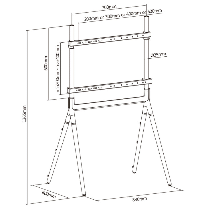 Maclean MC-926 Universal TV Stand 49-70" up to 40kg max VESA 600x400 Compatible with LCD LED OLED QLED Plasma Black/Walnut