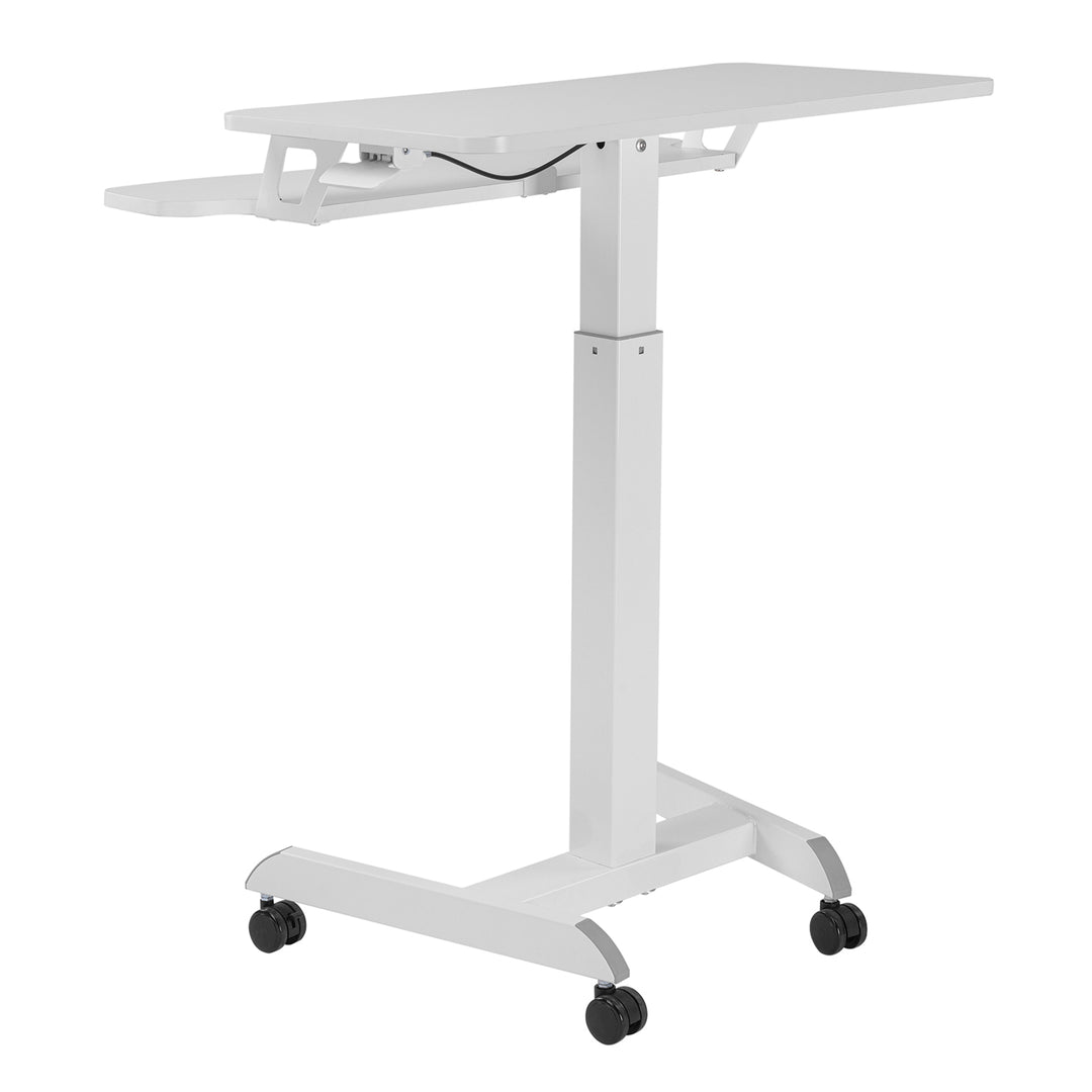 Ergo Office ER-444 W Height Adjustable Sit-Stand Desk With Castors Workstation With Double Platform Loadable Up To 8kg White