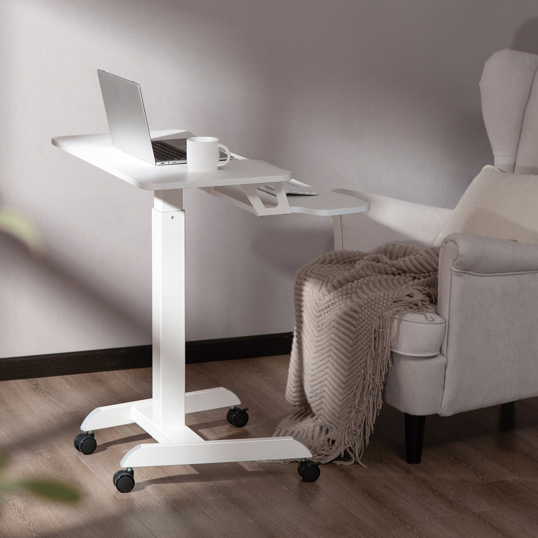 Poste de travail mobile avec réglage en hauteur et double plate-forme Ergo Office, pour le travail debout, blanc max. 8kg, hauteur max. 1200mm, ER-444 W