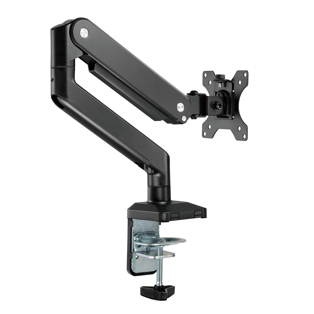 Ergo Office ER-445 1-Weg Monitorbeugel met gasveer 17-32 inch Dubbele arm tafelmontage Monitorarm Zwenkbaar Kantelbaar Draaibaar VESA 75 x 75 100 x 100 tot 15 kg Aluminium