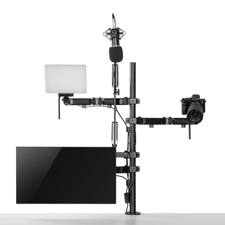 Studio tout-en-un Support de table professionnel pour écran 17-32", microphone, caméra et projecteur Support pour trépied de studioVESA 75x75 100x100