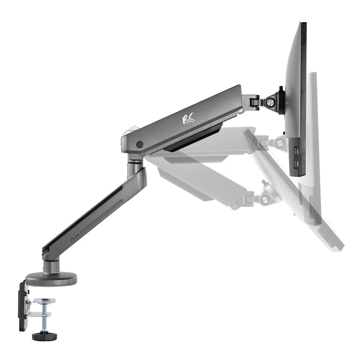 NanoRS Gaming Monitor Mount 17-32" with RGB LED Lighting Desk Mount Height Adjustable Swivel Tilt Max. 9kg VESA 75x75 / 100x100