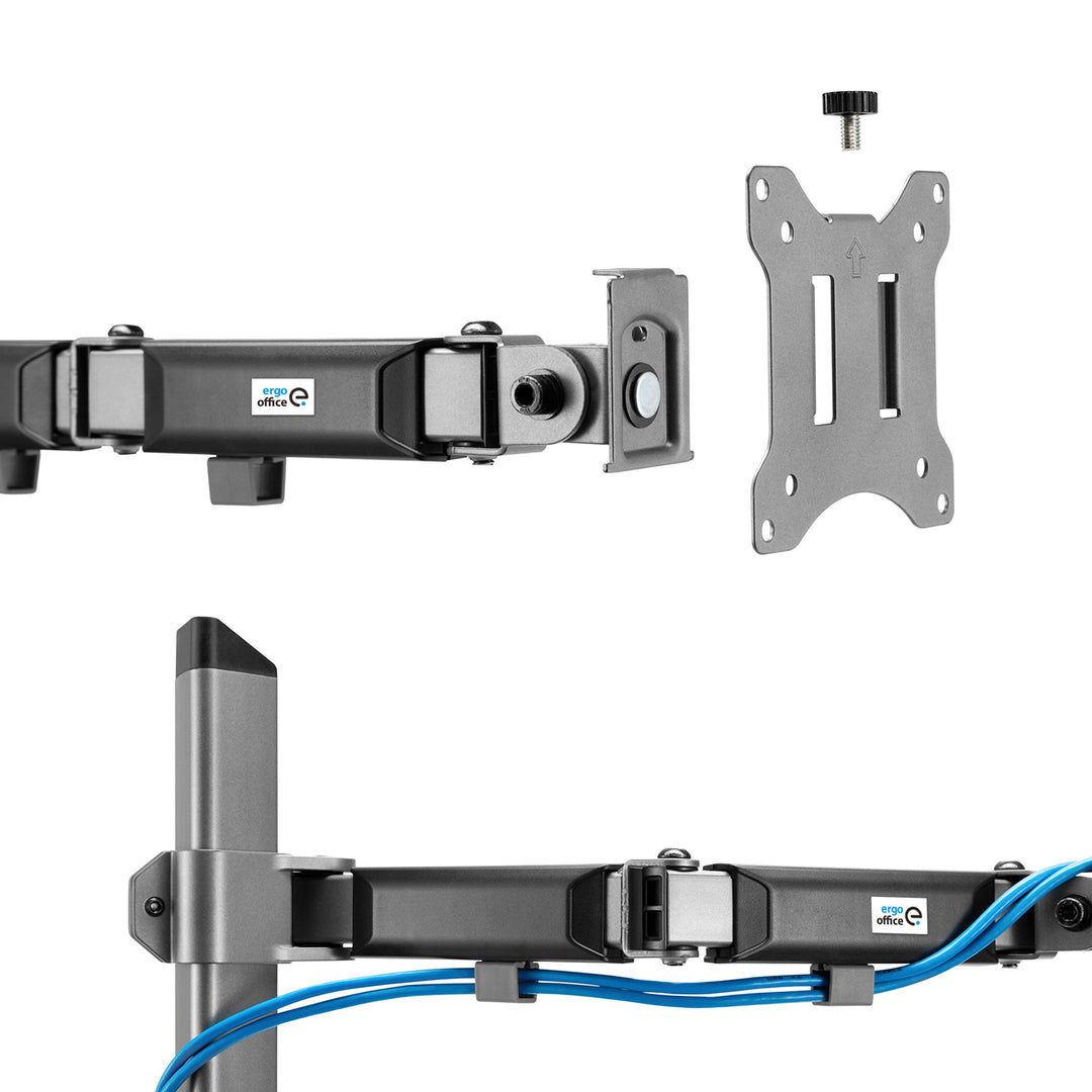 Deluxe Gelenk-Monitorhalterung Tischhalterung 17-32" Zoll Schwenkbar Neigbar Höhenverstellbar Doppelarm VESA 75x75 100x100 bis 9kg (1-Fach)