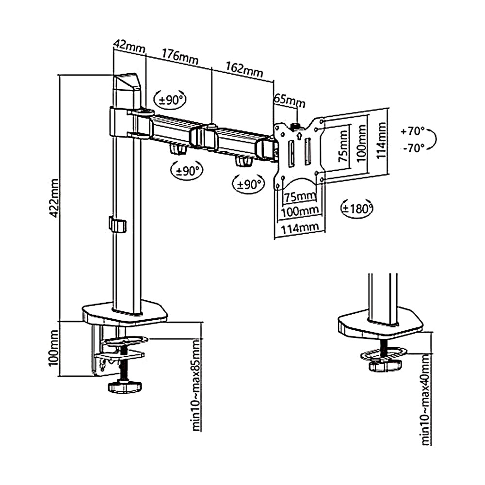 Soporte de monitor articulado Deluxe Ergo Office, 17"-32", máx. 9kg, ER-448