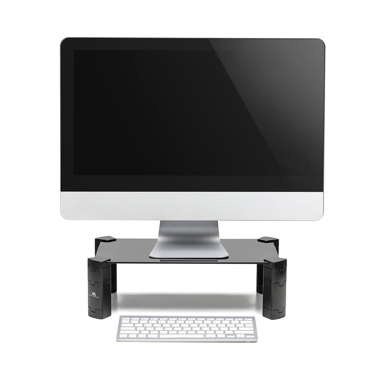 Monitorständer Höhenverstellbarer Bildschirmständer Laptopständer Gehärtetes Glas Monitor-Raiser Laptop Monitor Ständer bis max. 20kg