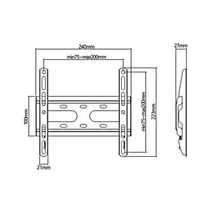 Maclean MC-937 Economy TV Mount Bracket, max VESA 200x200, 23-42", 45kg, Black