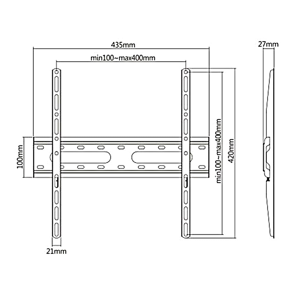 Maclean MC-938 Economy TV Mount Bracket, Max Vesa 400x400, 32-55", 45kg, Black