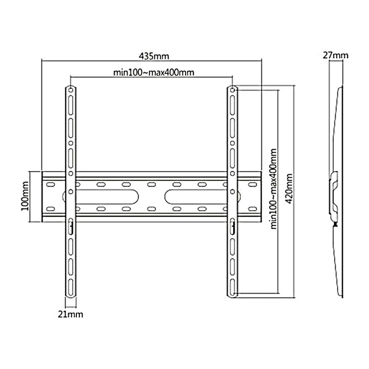 Maclean - Economy TV-beugel - Vesa 400x400 - 32-55" max tot 45kg - Zwart