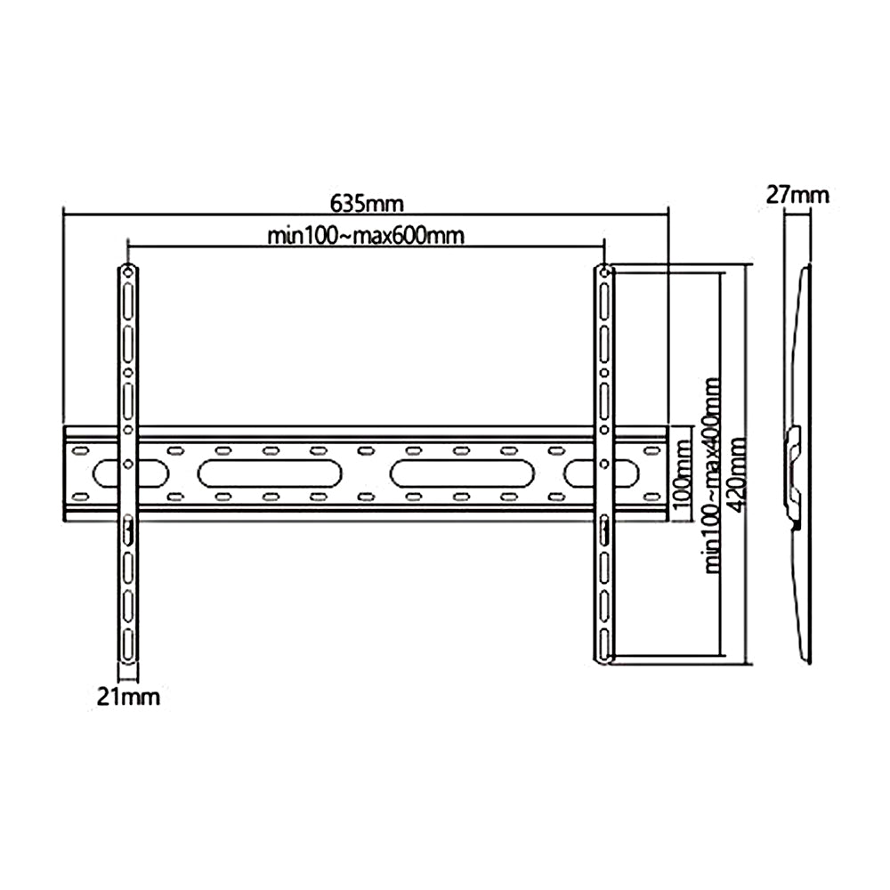 Maclean - Economy TV-beugel - Vesa 600x400 - 37-70" tot 45kg - Zwart - MC-939