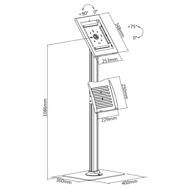 Maclean MC-867B Anti Theft Tablet Stand Kiosk Floor Mount Lock System iPad Pro (Gen 3) 12.9"