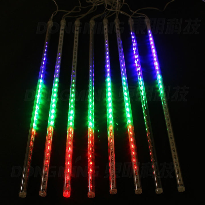 Maclean MCE412 Solar LED Icicle Fairy Lights 144 LED 8 x 30 cm Icicles RGB Lichtgordijn 2,4 m Kerstverlichting IP44 Decoratie Solar Light