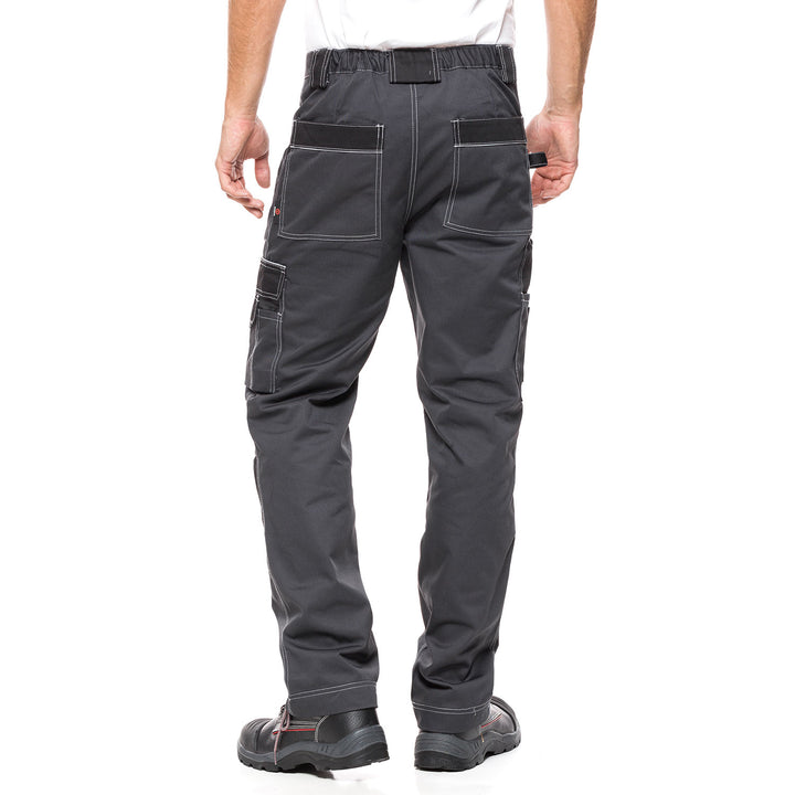 Pantalón de trabajo, pantalones de mecánico con bolsillos y rodillas reforzadas para hombre HELIOS GRIS-NEGRO Talla 48 (86-90)