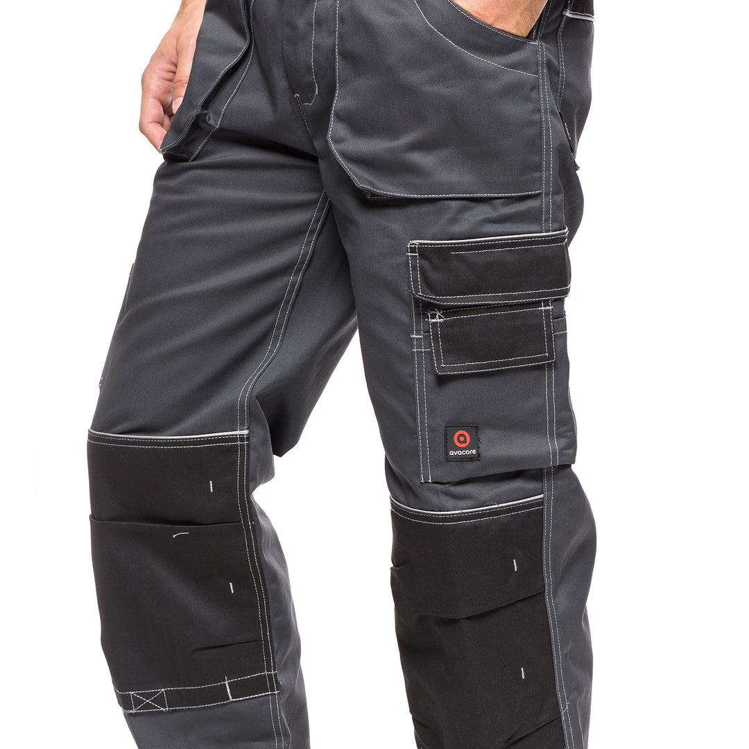 Helios Bib Pants Gray-Black, Size 50 (90-94) – Durable and Functional Workwear for Maximum Comfort and Performance