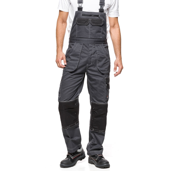 Helios Bib Pants Gray-Black, Size 52 (94-98) – Durable and Comfortable Workwear for Enhanced Mobility and Performance