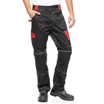 Avacore 08286_48 Trabajo Pantalones Cintura Tamaño 48 Negro y rojo