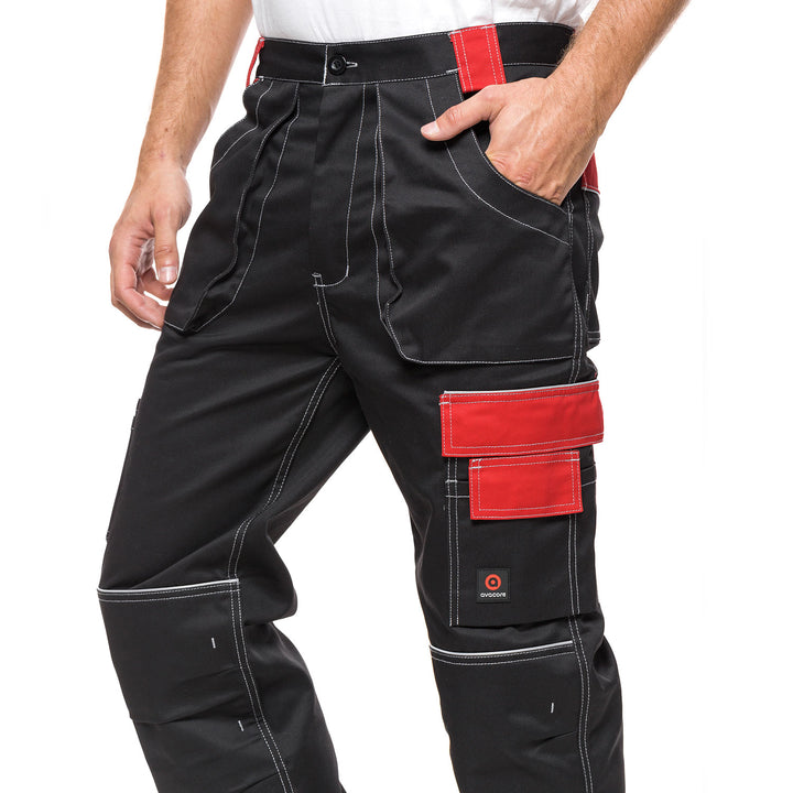 Helios Pants Black/Red, Size 52 (94-98) – Durable and Functional Workwear with a Bold Design for Enhanced Performance