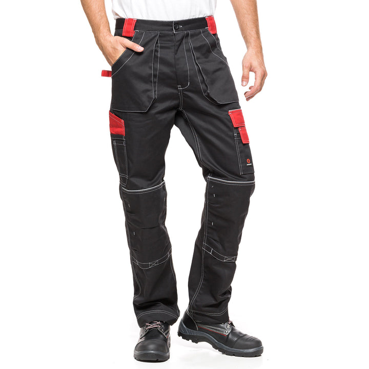 Helios Pants Black/Red, Size 52 (94-98) – Durable and Functional Workwear with a Bold Design for Enhanced Performance