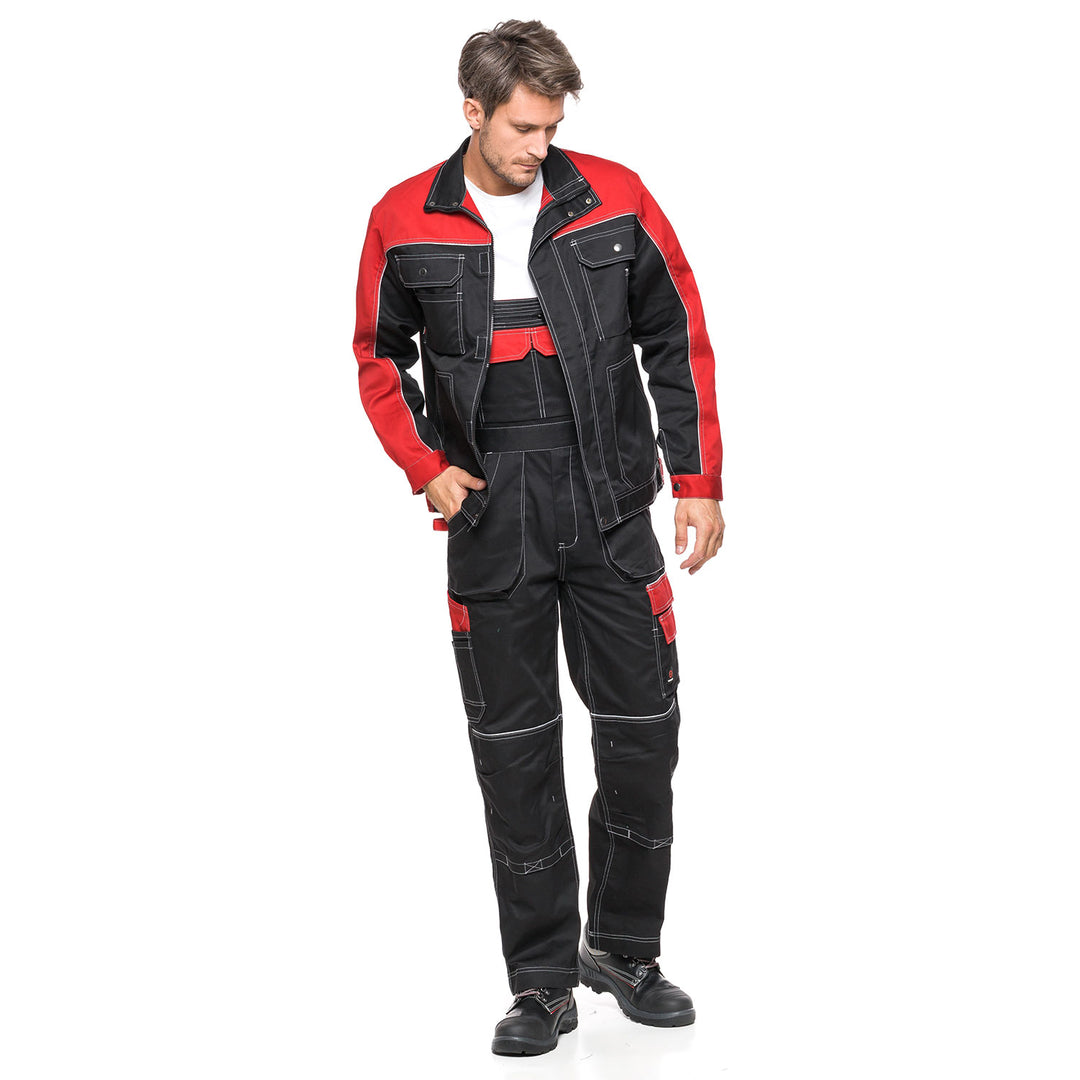 HELIOS Latzhose Herrenhose schwarz rot Größe 48 (86-90)