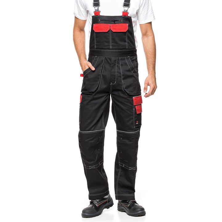 Helios Bib Pants Black and Red, Size 54 (98-103) – Durable and Functional Workwear with a Stylish Design for Enhanced Comfort and Performance