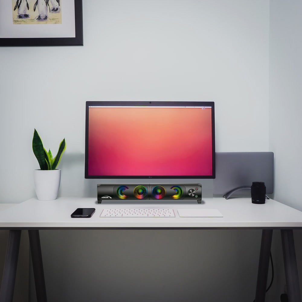 in PC Speaker Soundbar Computer RGB LED Backlight Stereo