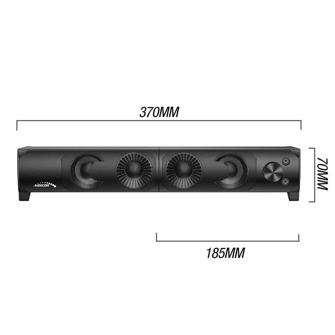 Altavoz 2 en 1 2.0 para PC con función de barra de sonido Retroiluminación RGB Altavoz estéreo 2x3W RMS Fuente de alimentación AUX 3,5 mm USB