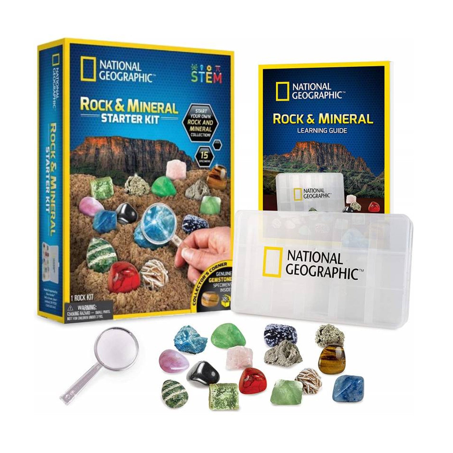 Juego de piedras minerales naturales para niños, Kit de roca de 8