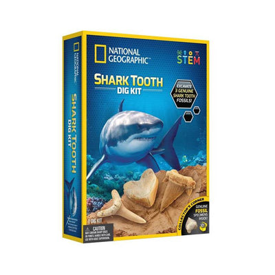 National Geographic RTNGSHARKINT Kit de fouille de dents de requin National Geographic pour creuser 3 véritables fossiles