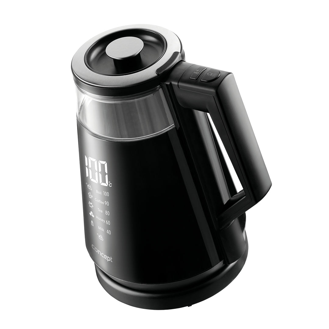 CONCEPT RK4170 Bouilloire Électrique Affichage Numérique 5 Réglages de Température Pivotant Fonction Maintien au Chaud 360 ° 1.7 L