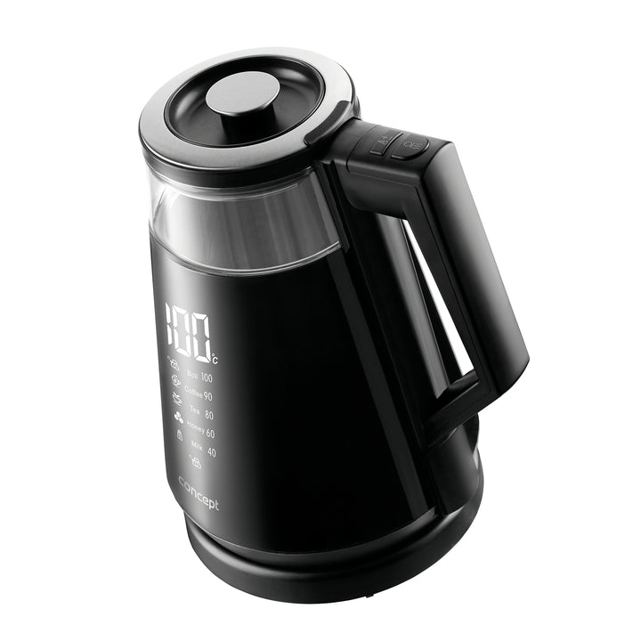 CONCEPT RK4170 Bouilloire Électrique Affichage Numérique 5 Réglages de Température Pivotant Fonction Maintien au Chaud 360 ° 1.7 L