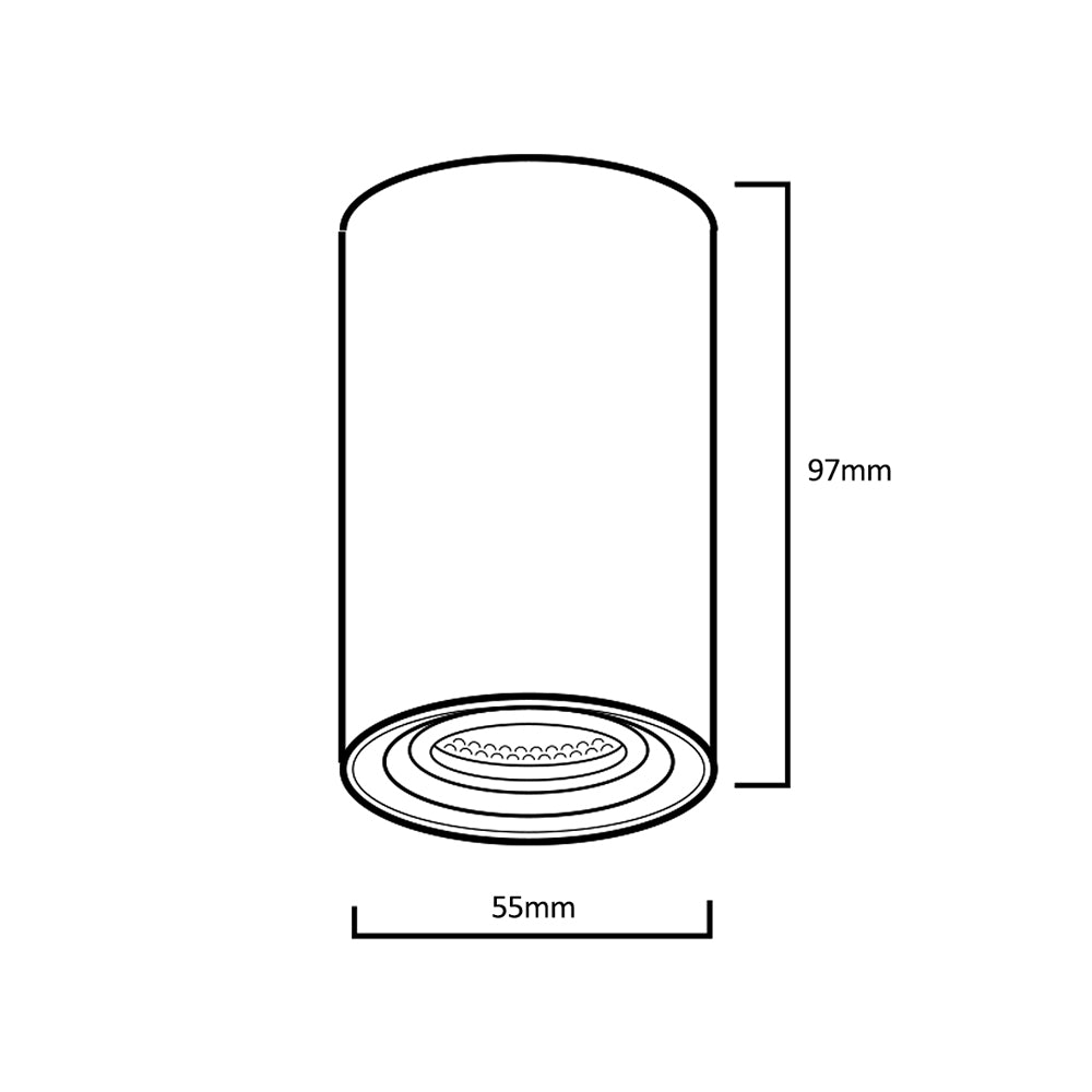 Deckenaufbauleuchte mit GU10 Fassung für LED & Halogen Leuchtmittel bis 35W 55x100mm Aufputz Aufbauleuchten Aluminium Rund  Weiß