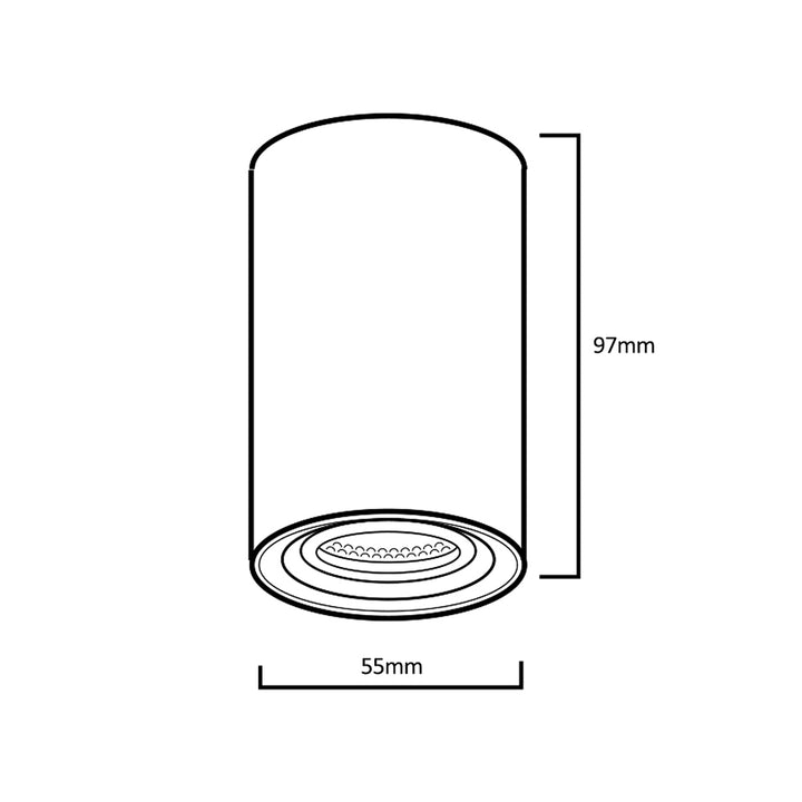 Deckenaufbauleuchte mit GU10 Fassung für LED & Halogen Leuchtmittel bis 35W 55x100mm Aufputz Aufbauleuchten Aluminium Rund  Weiß