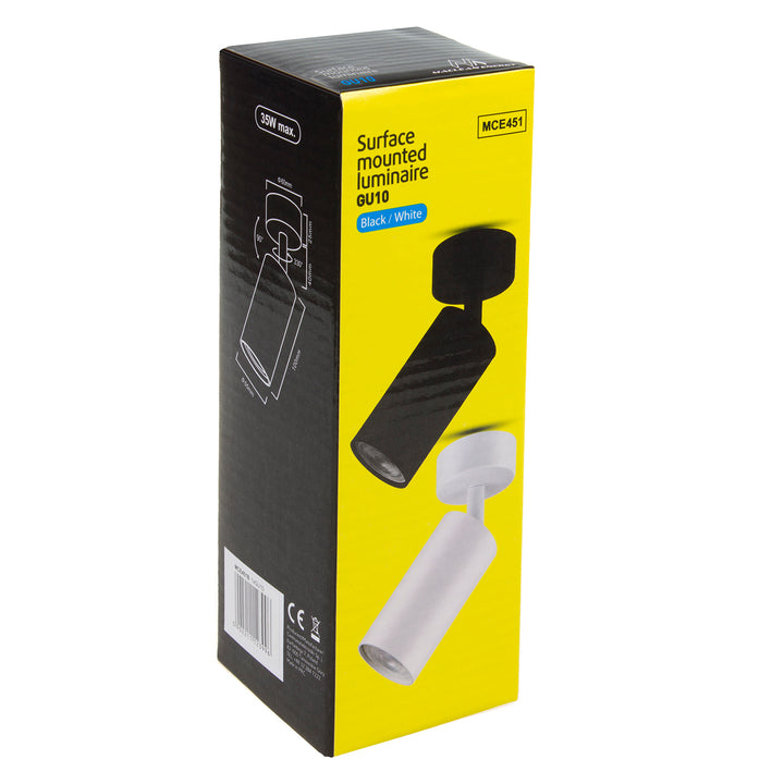 Deckenstrahler 1-Flammig 1x GU10 Fassung für LED & Halogen Leuchtmittel bis 35W Deckenleuchte Wandstrahler 55x100mm Drehbar Schwenkbar