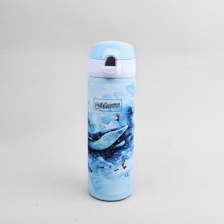 Termo de acero inoxidable para bebidas calientes o frías, diseño de ballenas 400ml (Ballena)