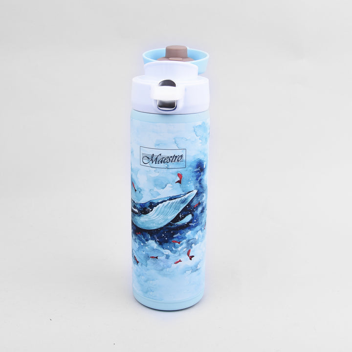 Termo de acero inoxidable para bebidas calientes o frías, diseño de ballenas 400ml (Ballena)